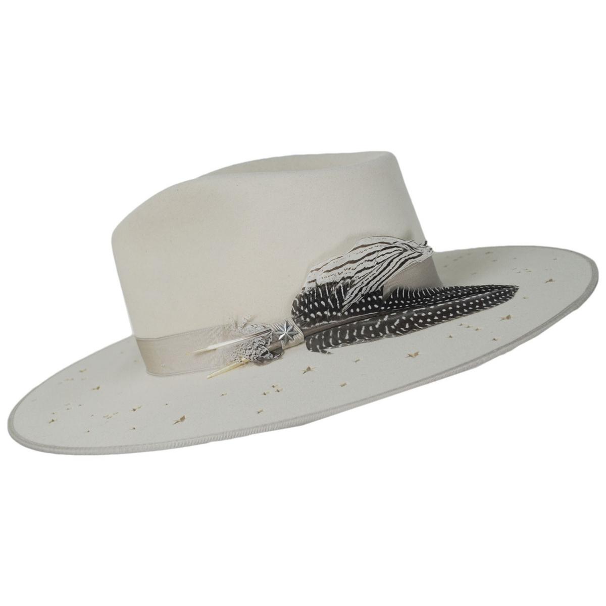 Stetson | Night Sky S Wide Brim Wool Felt Fedora Hat | 130721 | profile | BONE