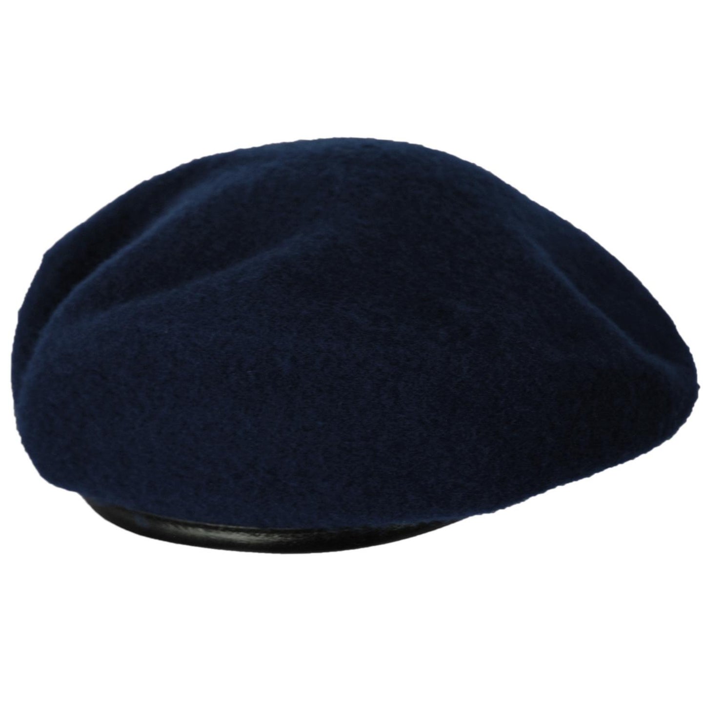 Village Hat Shop | Wool Military Beret with Lambskin Band | 151106 | lead | NAVY