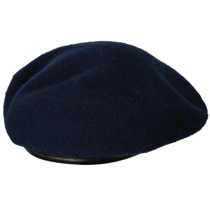 Village Hat Shop | Wool Military Beret with Lambskin Band | 151106 | lead | NAVY