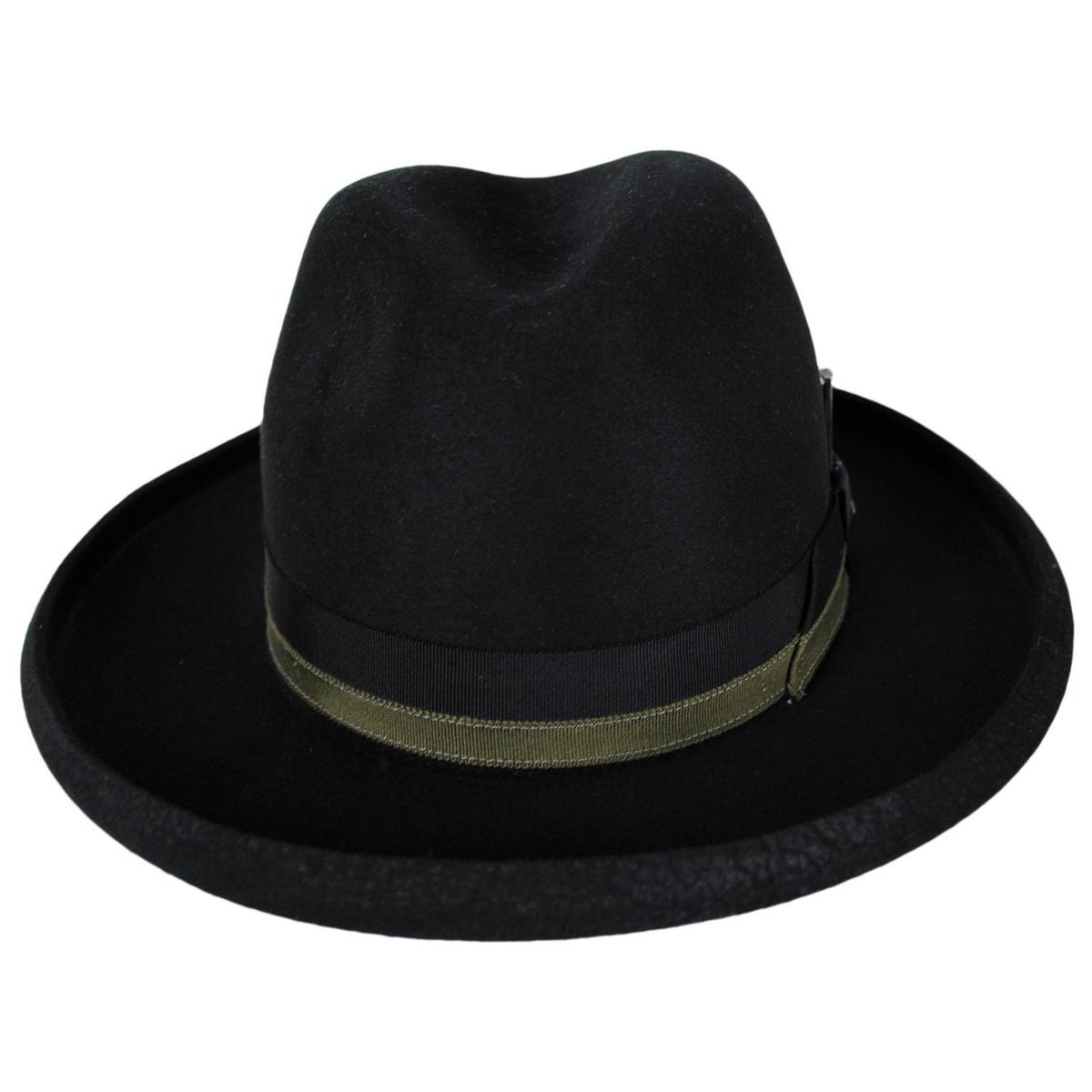Bailey 1922 | Walsden Wool Felt Homburg Hat | 133301 | front | BLACK