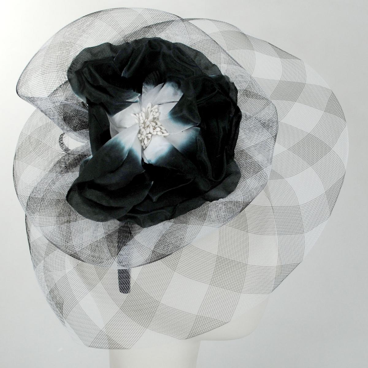 Kathy Jeanne | Percalle Horsehair Mesh Fascinator Hat | 122430 | profile | BLACK/WHITE