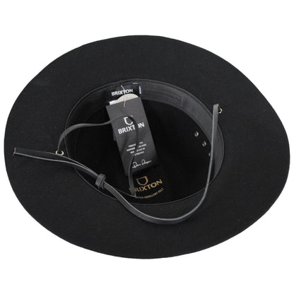 BRIXTON HATS | Wesley Weather Guard Wool Felt Packable Fedora Hat | 135609 | under | BLACK