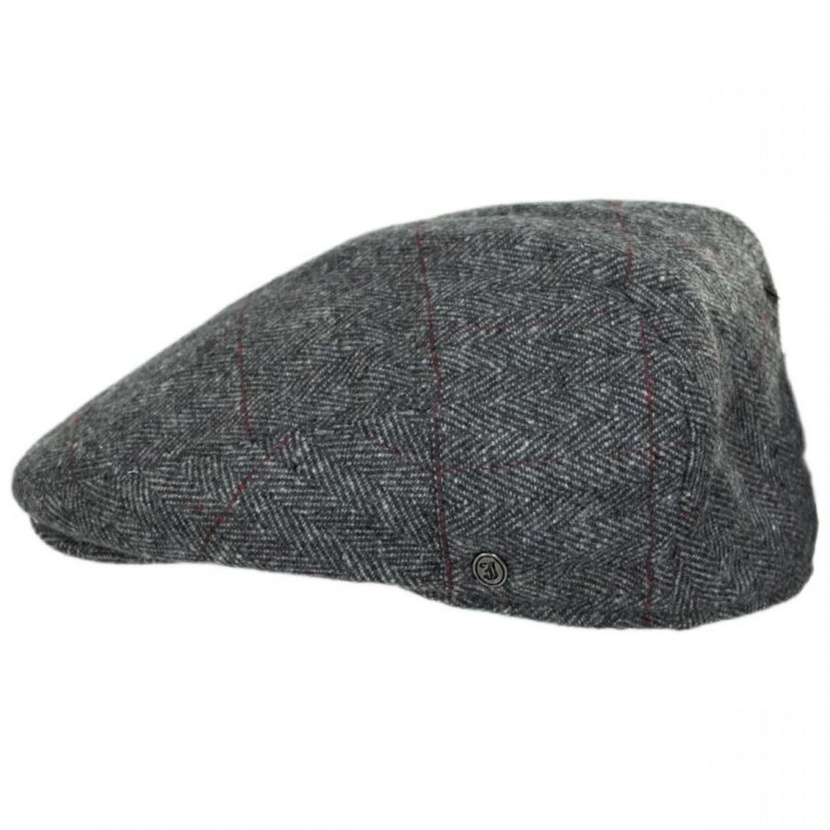 Jaxon Hats | Cosmo Herringbone Plaid Wool Blend Ivy Cap | 167560 | profile | GREY