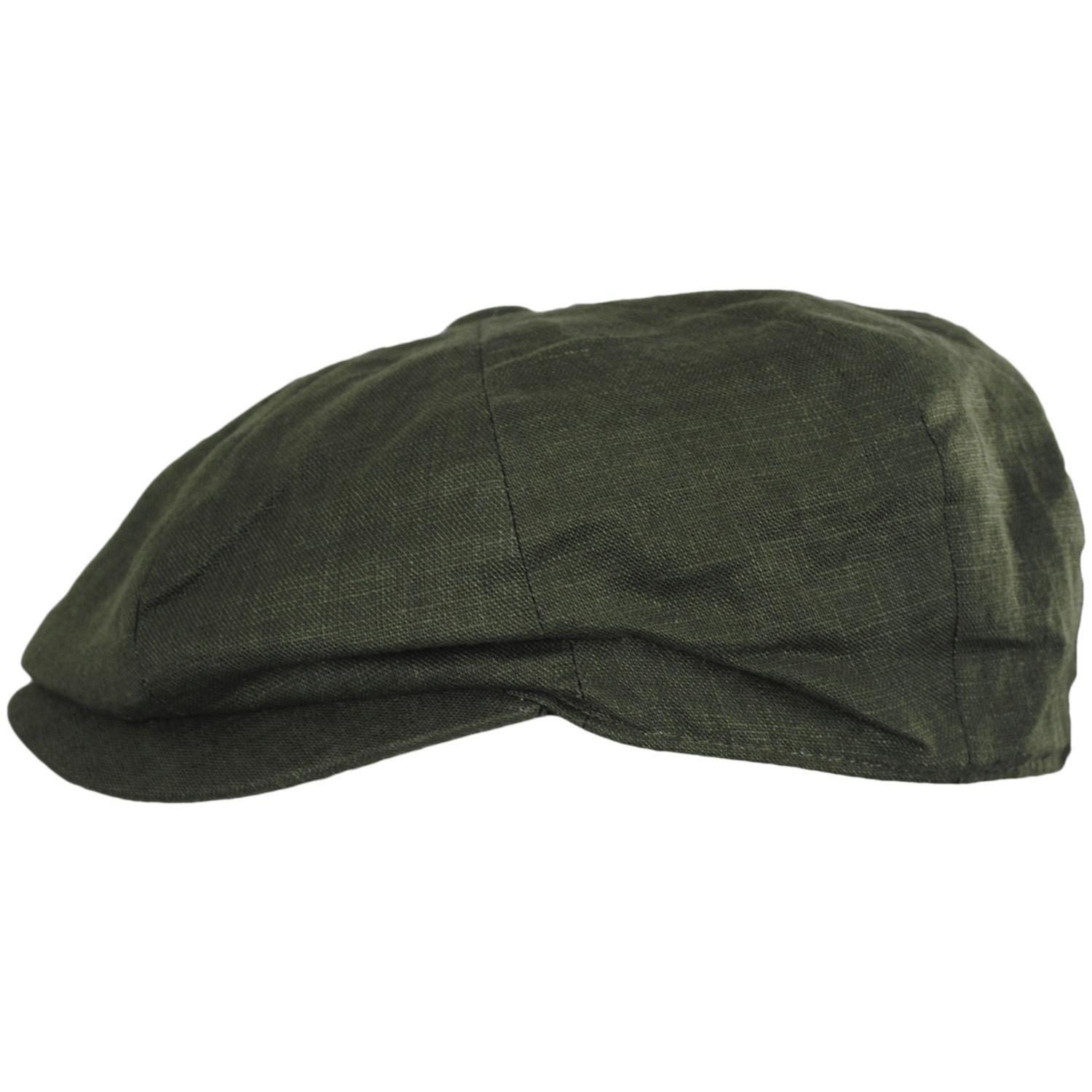 Jaxon Hats | Linen and Cotton Newsboy Cap | 167774 | profile | OLIVE GREEN