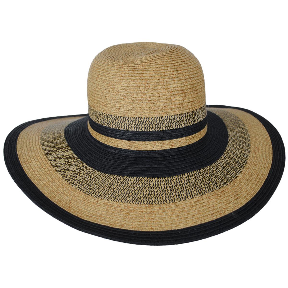 Jeanne Simmons | Striations Toyo Straw Swinger Sun Hat | 101812 | front | BLACK