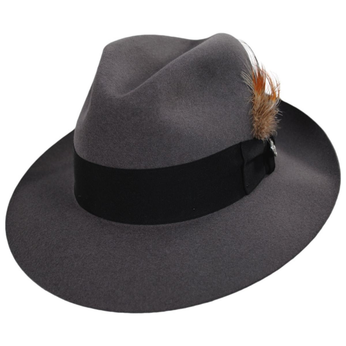 Stetson | Temple Fur Felt Fedora Hat | 130608 | lead | CARIBOU