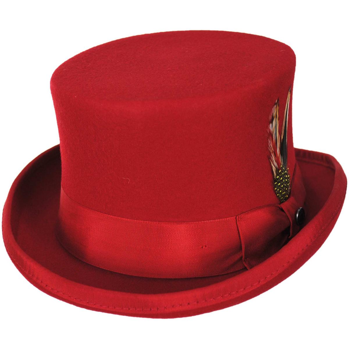 Jaxon Hats | Mid Crown Wool Felt Top Hat | 193700 | lead | RED