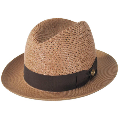 Stetson | Madison Milan Straw Fedora Hat | 127069 | lead | COGNAC