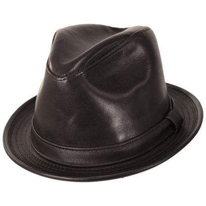 NEW YORK HAT CO | Lambskin Leather Fedora Hat | 142007 | lead | BROWN