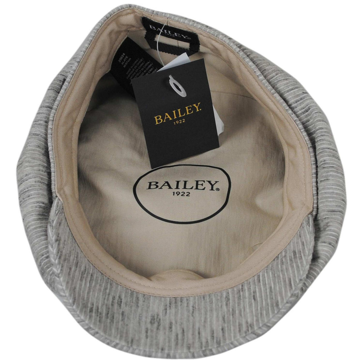 Bailey 1922 | Slate Striped Newsboy Cap | 167247 | under | GREY