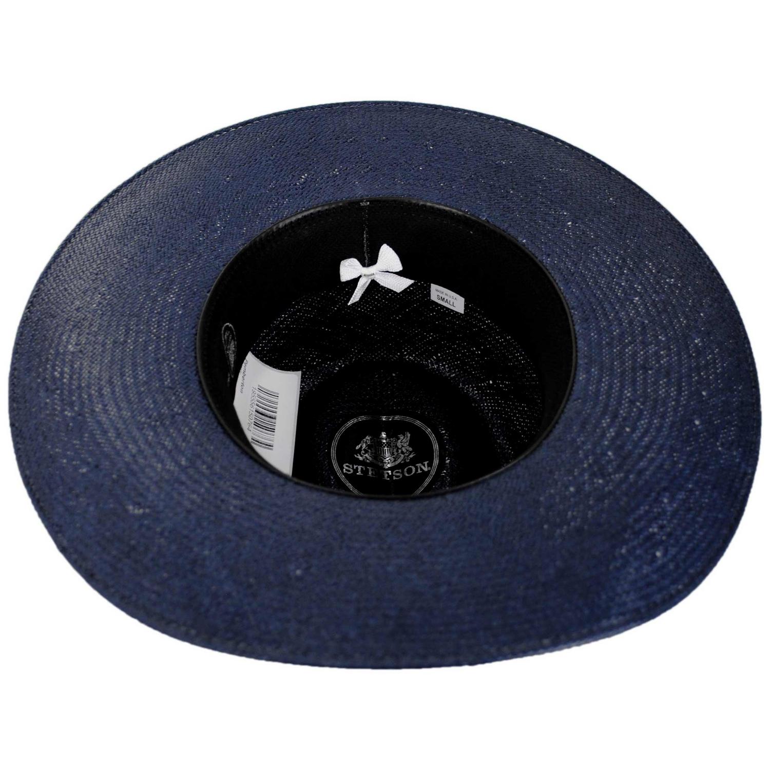 Stetson | Pemberton Shantung Straw Fedora Hat | 127068 | under | NAVY