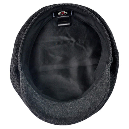 Jaxon Hats | Wholesale Herringbone Wool Blend Fiddler's Cap B2B Pre-Pack | B2B181019 | under | CHARCOAL