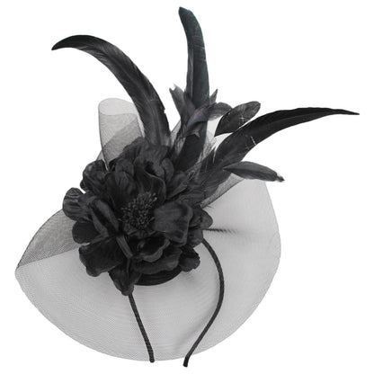Sophia | Peony and Feathers Fascinator Hat | 122907 | lead | BLACK
