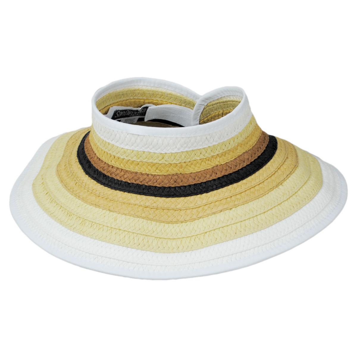 San Diego Hat Company | Multi Stripe Roll Up Toyo Straw Visor | 197301 | lead | NATURAL