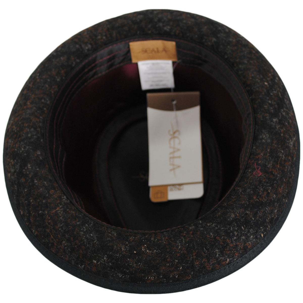 Scala | Regent Tweed Wool Blend Fedora Hat | 140172 | under | BROWN