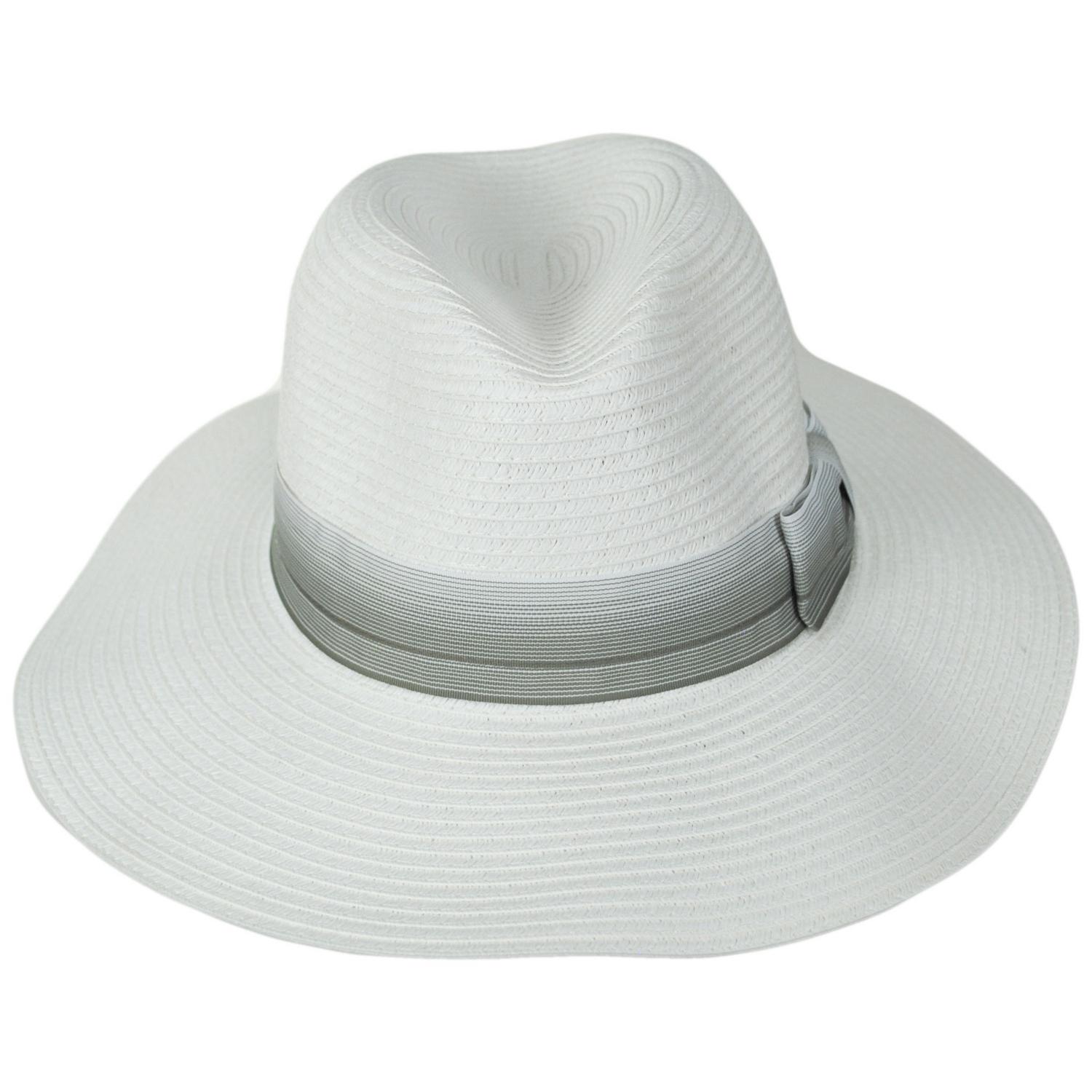 Physician Endorsed | Sicily Toyo Straw Fedora Hat | 102650 | front | WHITE/GREY