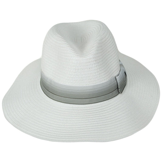 Physician Endorsed | Sicily Toyo Straw Fedora Hat | 102650 | front | WHITE/GREY