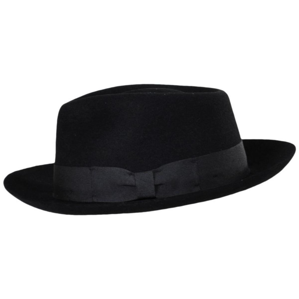 Jaxon Hats | Fur Felt C-Crown Fedora Hat | 131600 | profile | BLACK
