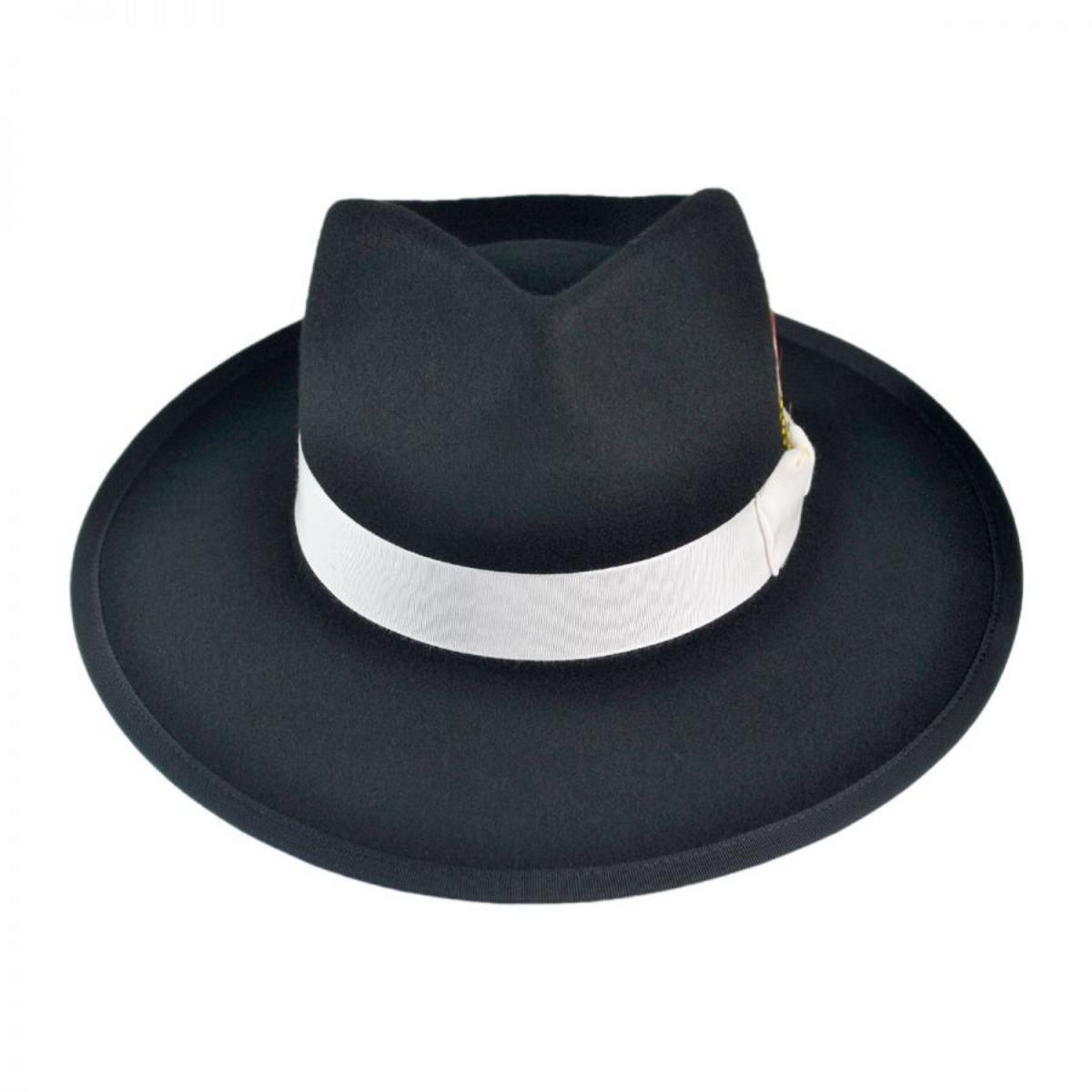 Jaxon Hats | Made in the USA - Classics Zoot Wool Felt Fedora Hat | 131300 | profile | BLACK