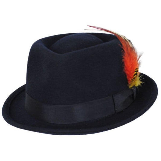 Capas Headwear | Kid's Wool Felt C-Crown Trilby Fedora Hat | 507402 | lead | NAVY BLUE