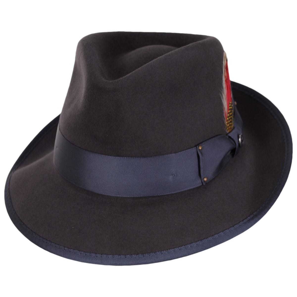 Jaxon Hats | Scottie Fur Felt Fedora Hat | 132072 | lead | GRAY