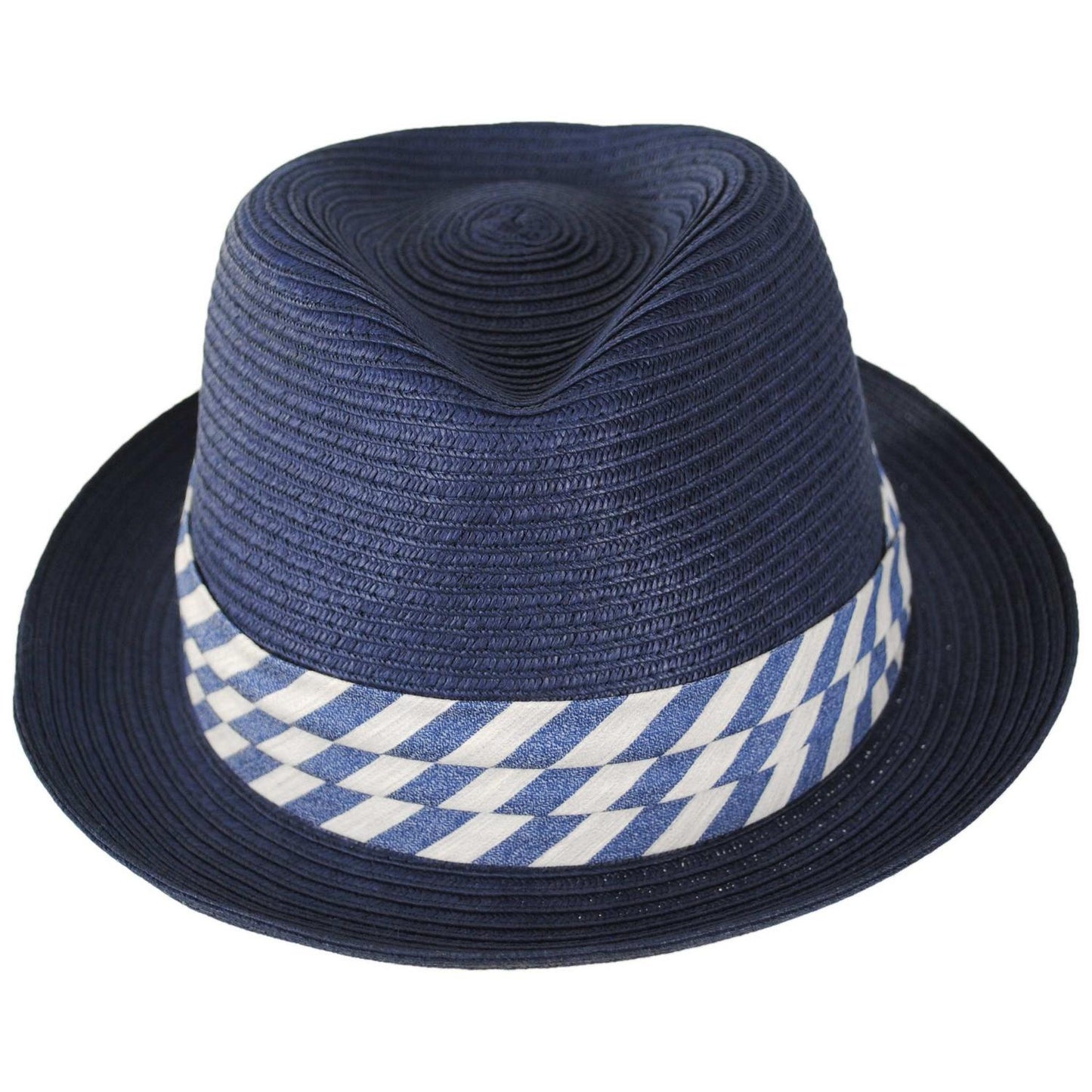 Stefeno Hats | Jonas Toyo Straw Stingy Brim Fedora Hat | 129708 | front | NAVY