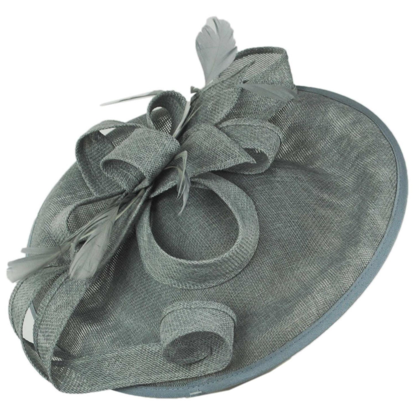 Sophia | Ribbon & Flax Linen Fabric Fascinator Hat | 122904 | lead | GREY