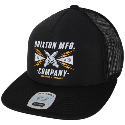 BRIXTON HATS | Danton NetPlus Foam Mesh Trucker Snapback Baseball Cap | 201728 | lead | BLACK/BLACK