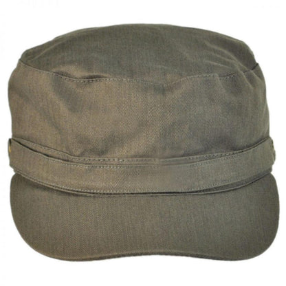 Jaxon Hats | Herringbone Cotton Cadet Cap | 222300 | front | OLIVE