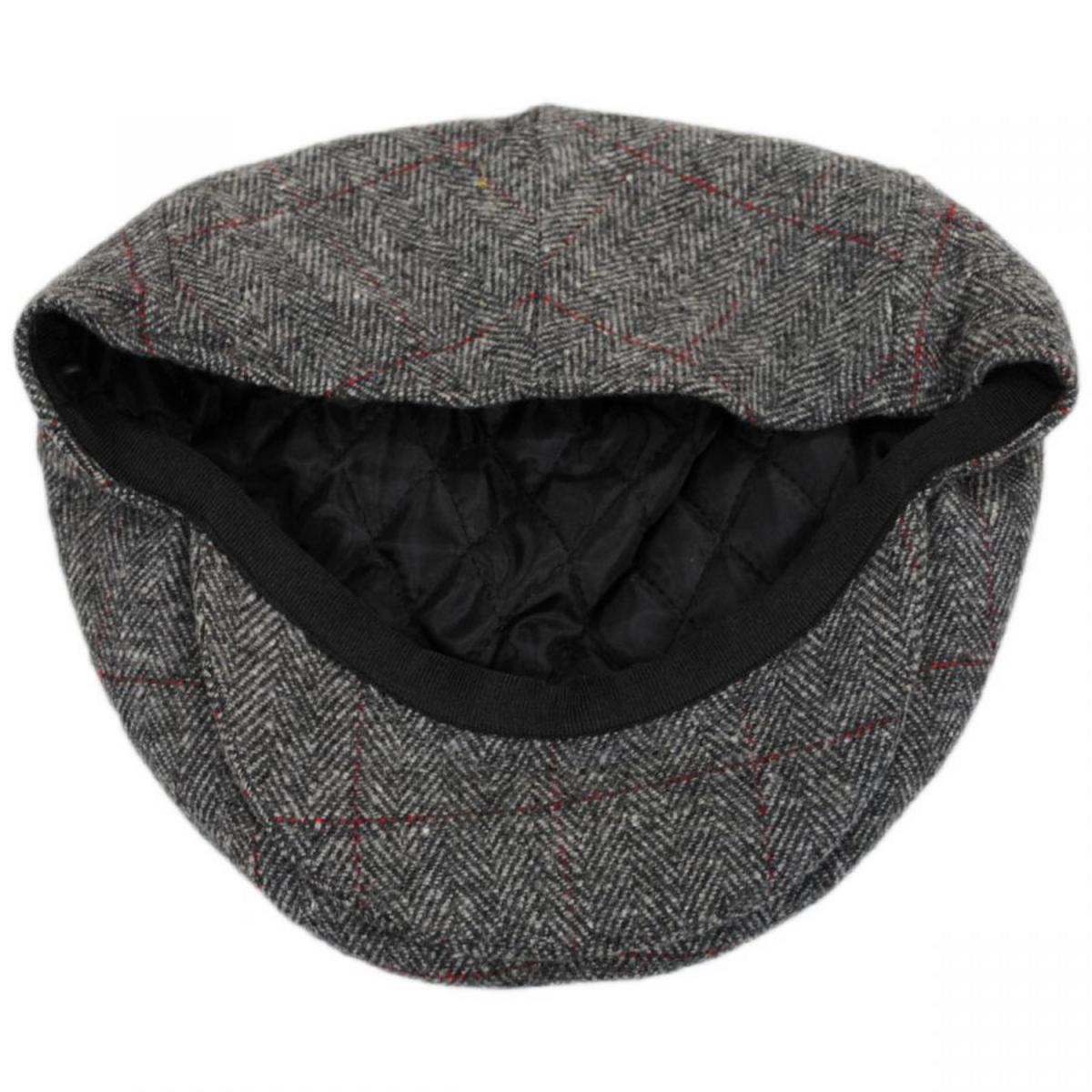 Jaxon Hats | Cosmo Herringbone Plaid Wool Blend Ivy Cap | 167560 | under | GREY