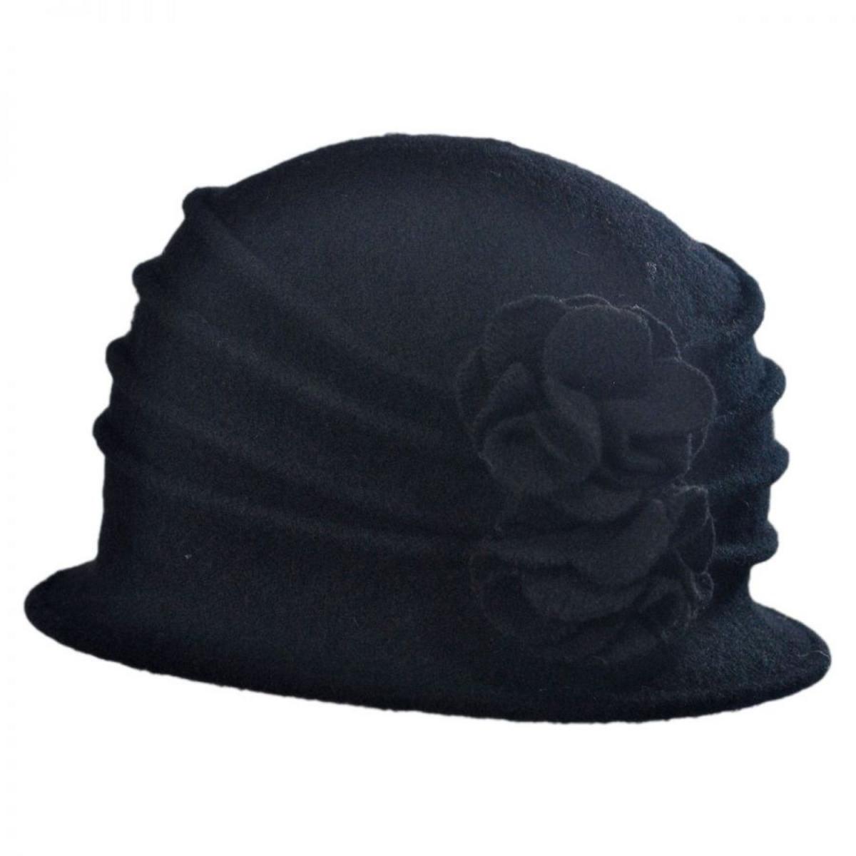 Scala | Boiled Wool Cloche Hat | 106306 | profile | BLACK