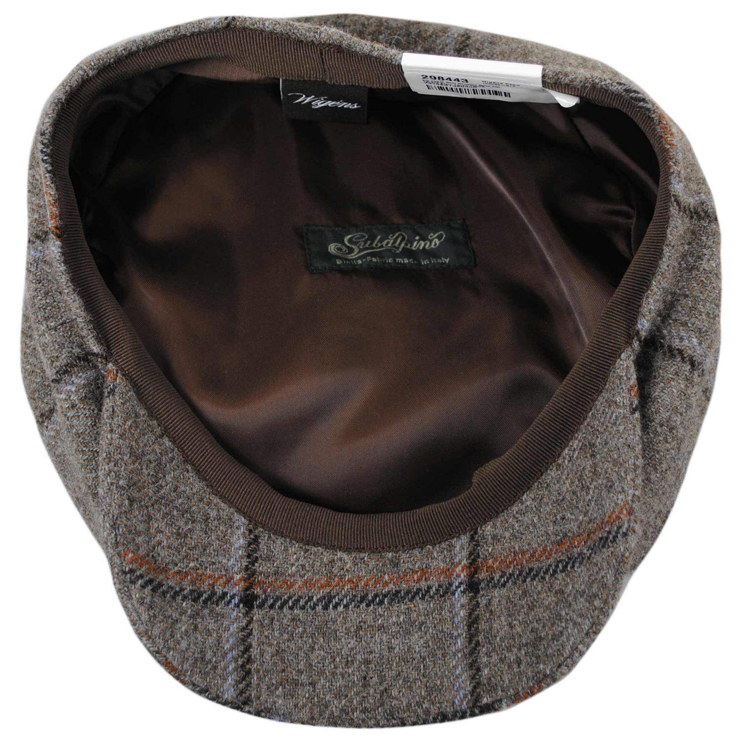 Wigens Caps | Big Check Wool Retro Newsboy Cap | 161978 | under | TAUPE