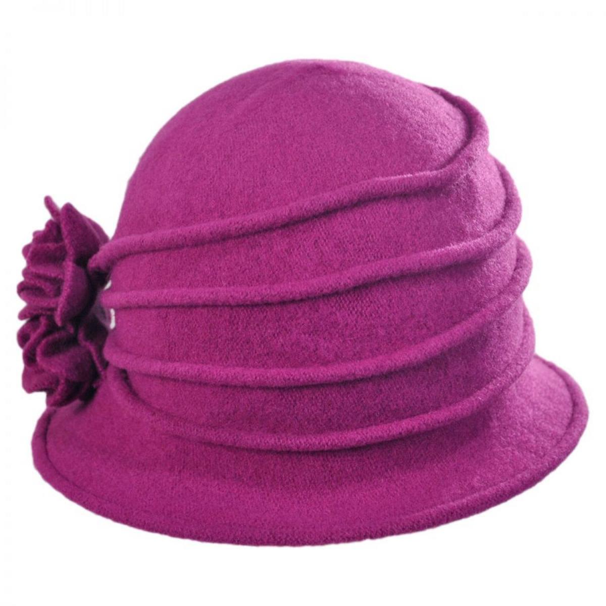 Scala | Boiled Wool Cloche Hat | 106306 | front | BERRY