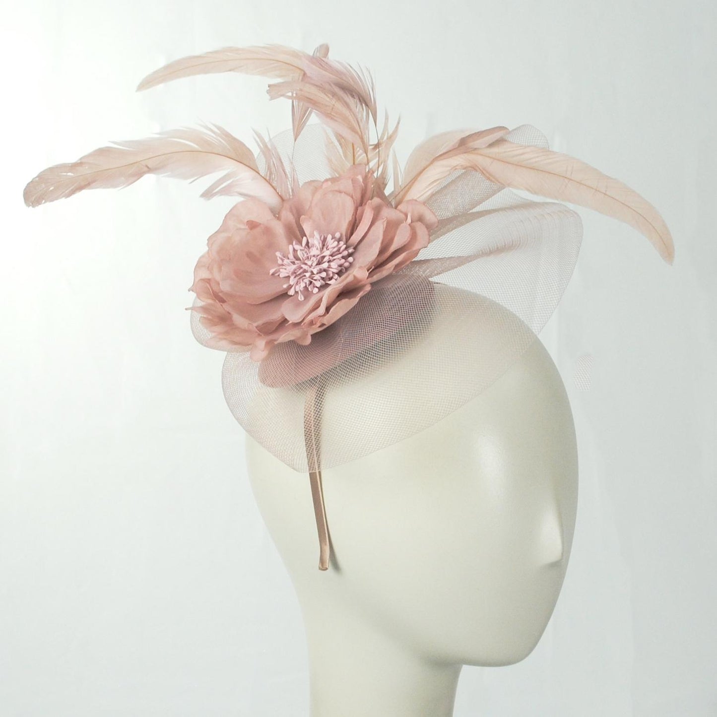 Sophia | Peony and Feathers Fascinator Hat | 122907 | front | PINK