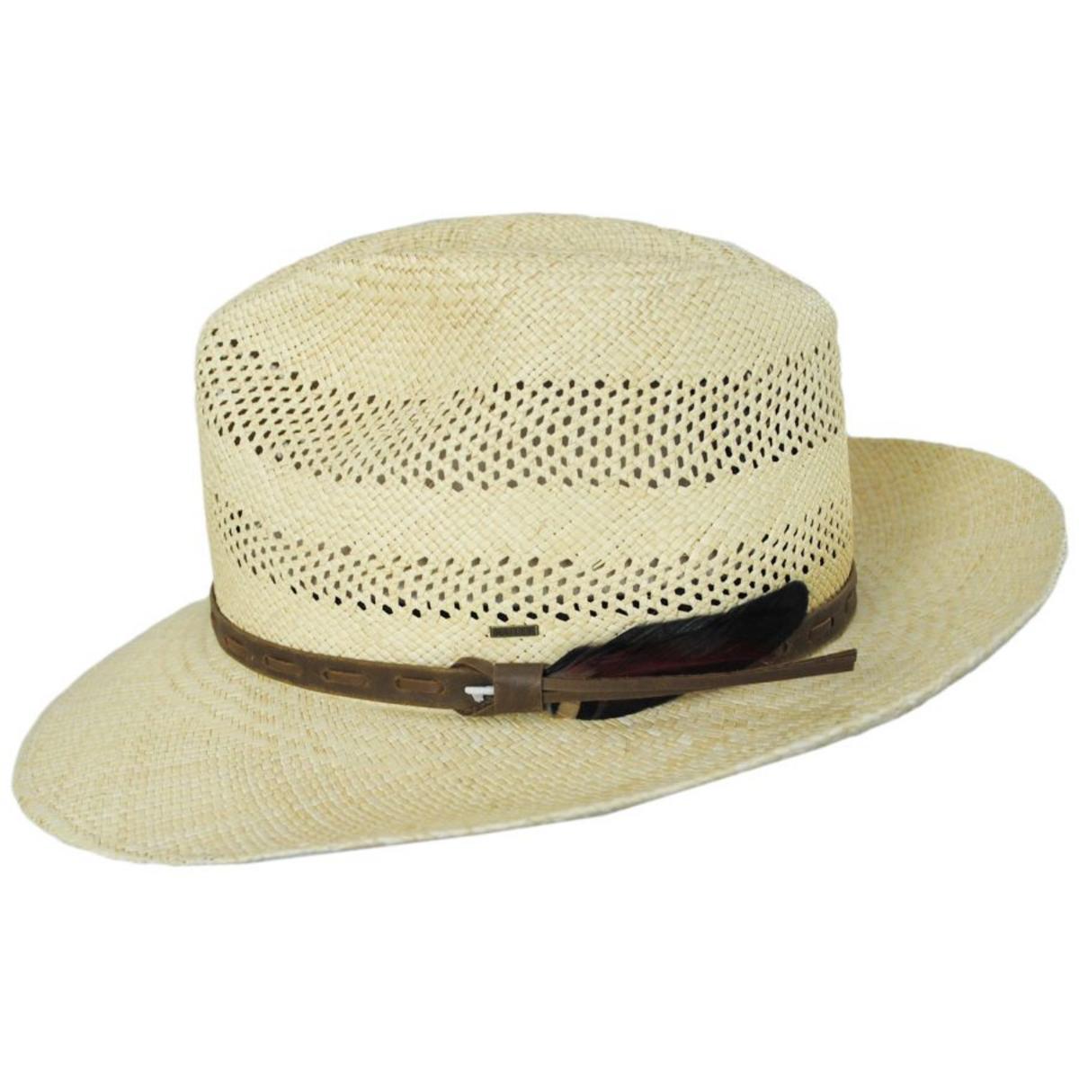 Bailey 1922 | Ezra Vented Panama Straw Fedora Hat | 127759 | profile | NATURAL