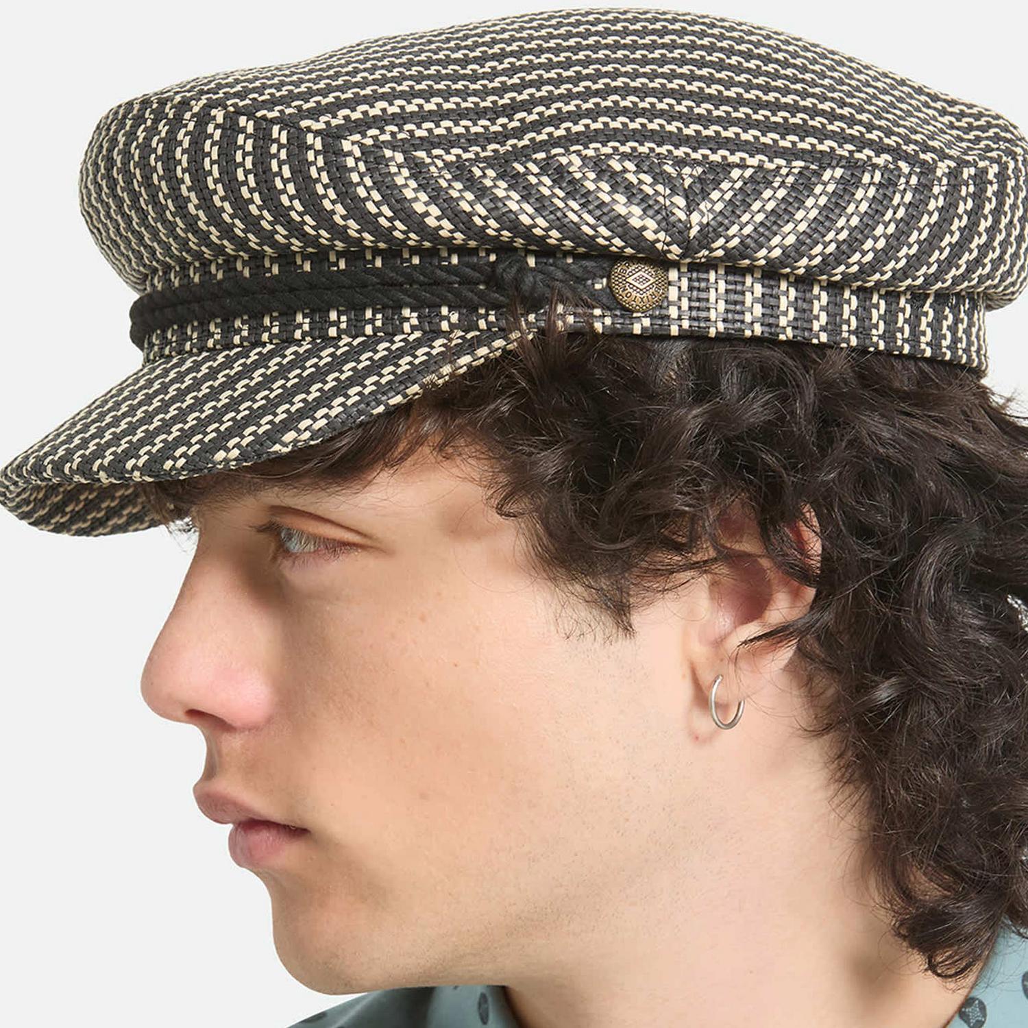 BRIXTON HATS | Fiddler Toyo Straw Lightweight Fisherman Cap | 181362 | lsmtwo | BLACK/NATURAL STRAW
