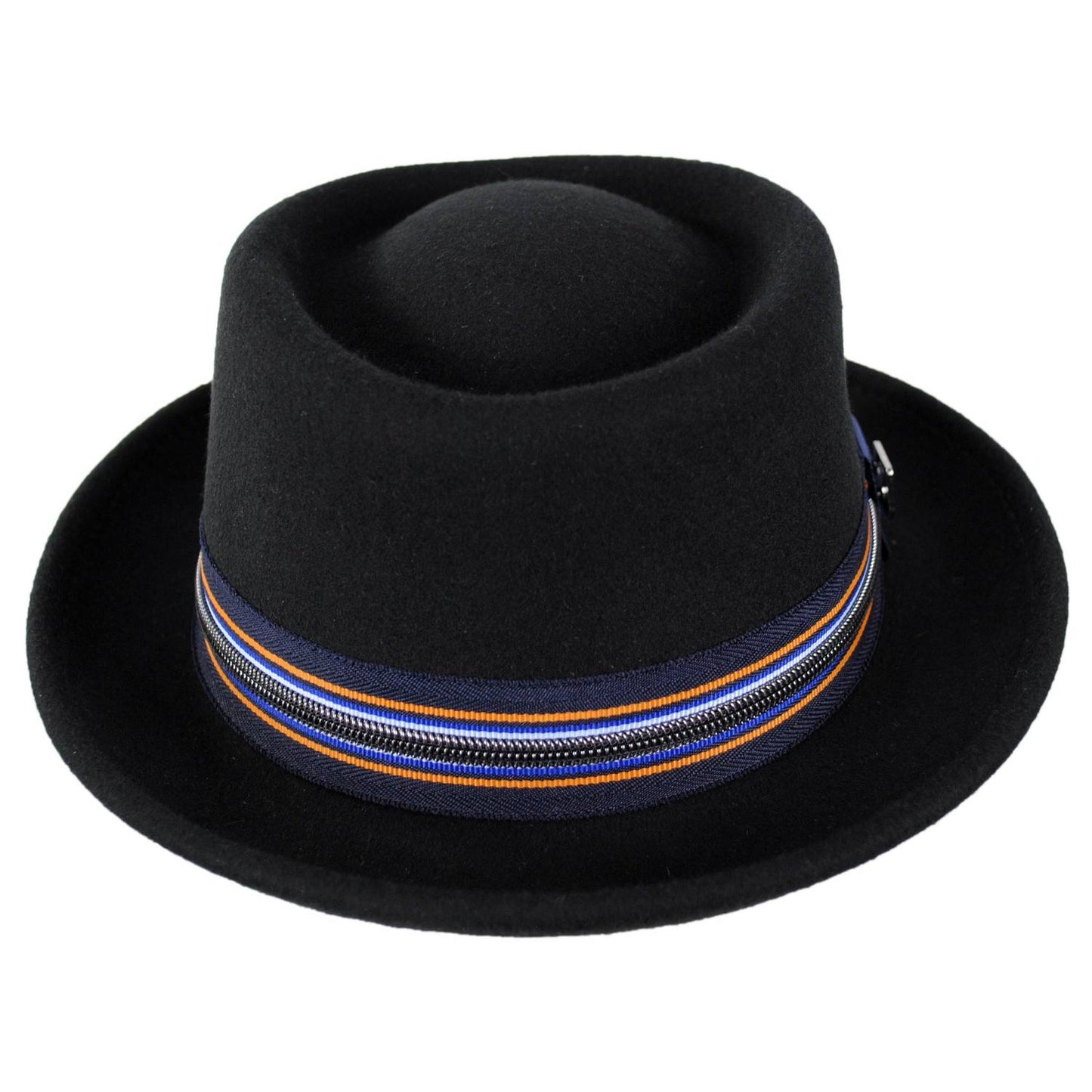 Stacy Adams | Porkie Wool Felt Pork Pie Hat | 130422 | front | BLACK/BLUE