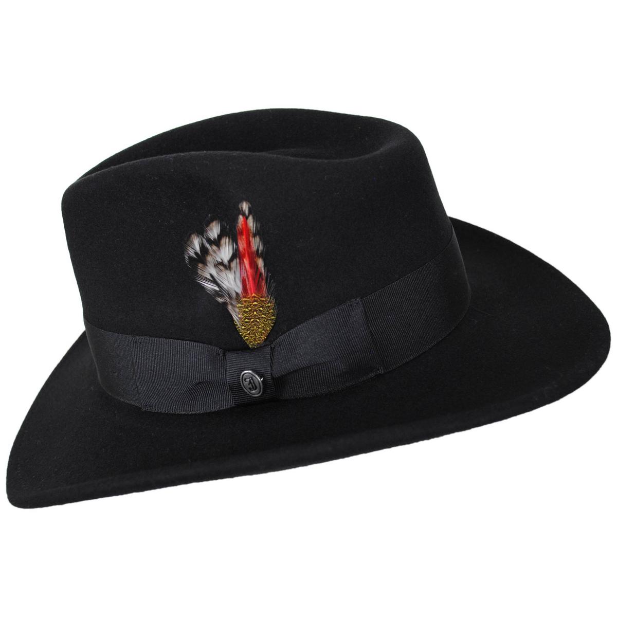 Jaxon Hats | Ford Crushable Wool Felt Fedora Hat | 135004 | profile | BLACK
