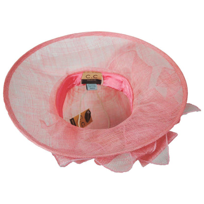 C.C Hats | Bow & Swirls Sinamay Straw Boater Dress Hat | 124268 | under | PINK