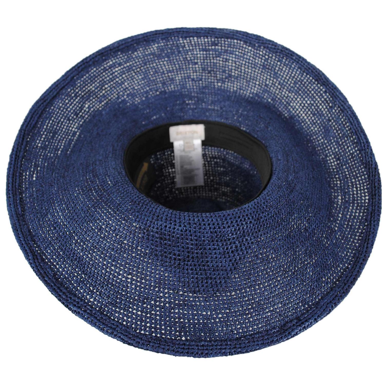 BRIXTON HATS | Helena Raffia Straw Fedora Hat | 104064 | under | MIDNIGHT BLUE