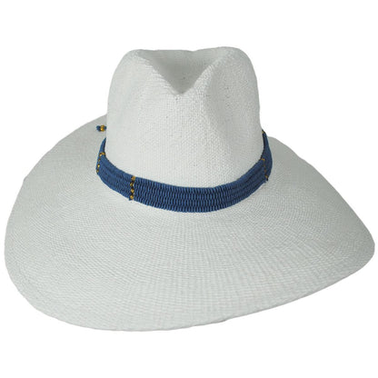 NIKKI BEACH | Saylor Wide Brim Toyo Straw Fedora Hat | 102713 | front | WHITE/NAVY