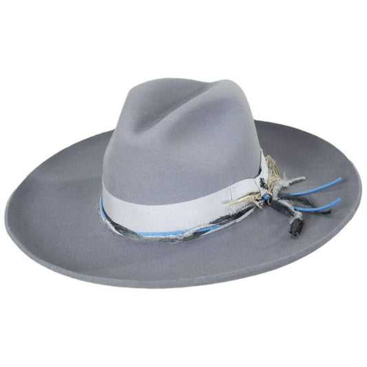 Stetson | Oceanus Wide Brim Wool Felt Fedora Hat | 130695 | lead | LIGHT GREY