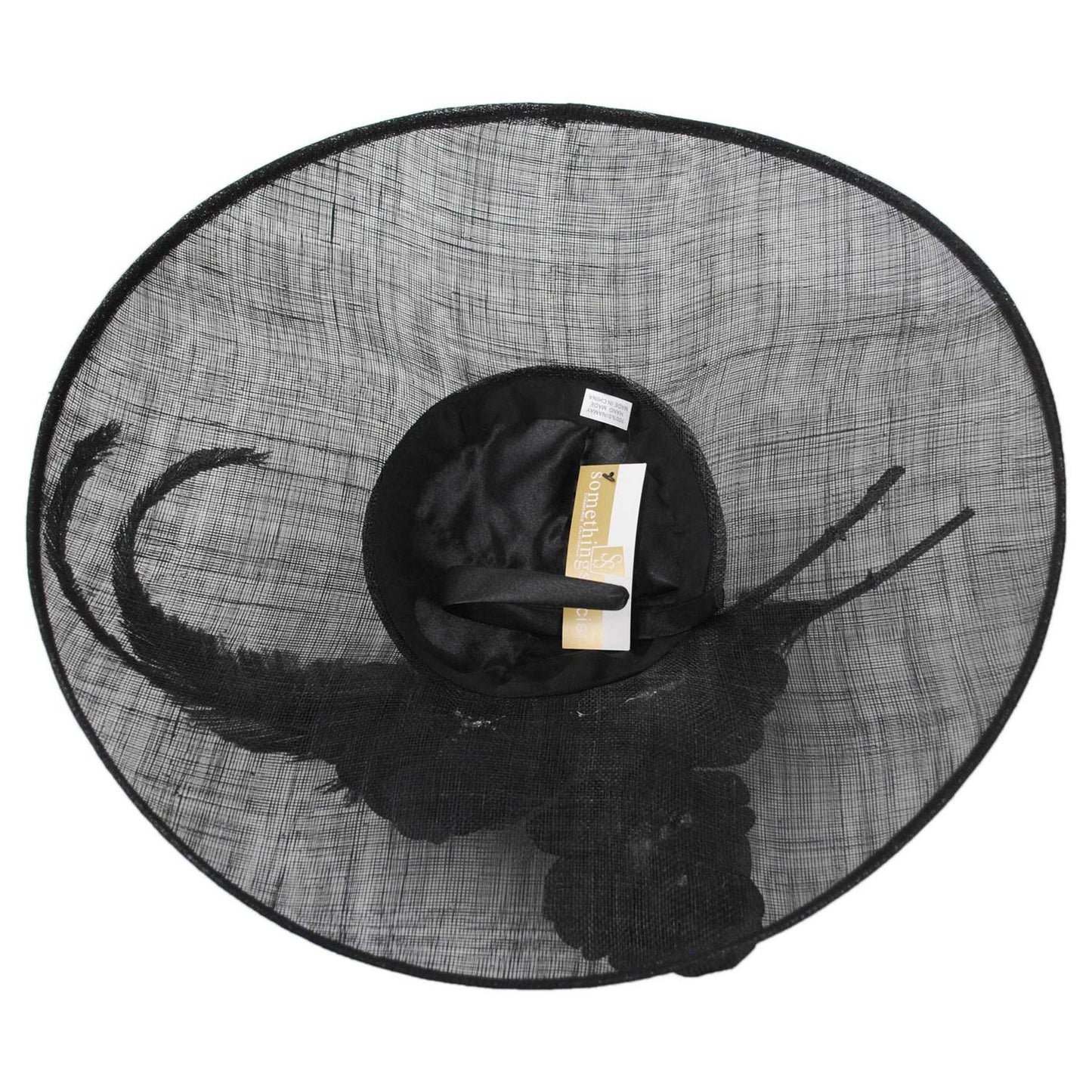 Something Special | 3 Flower & Feather Sinamay Straw Fascinator Hat | 121340 | under | BLACK