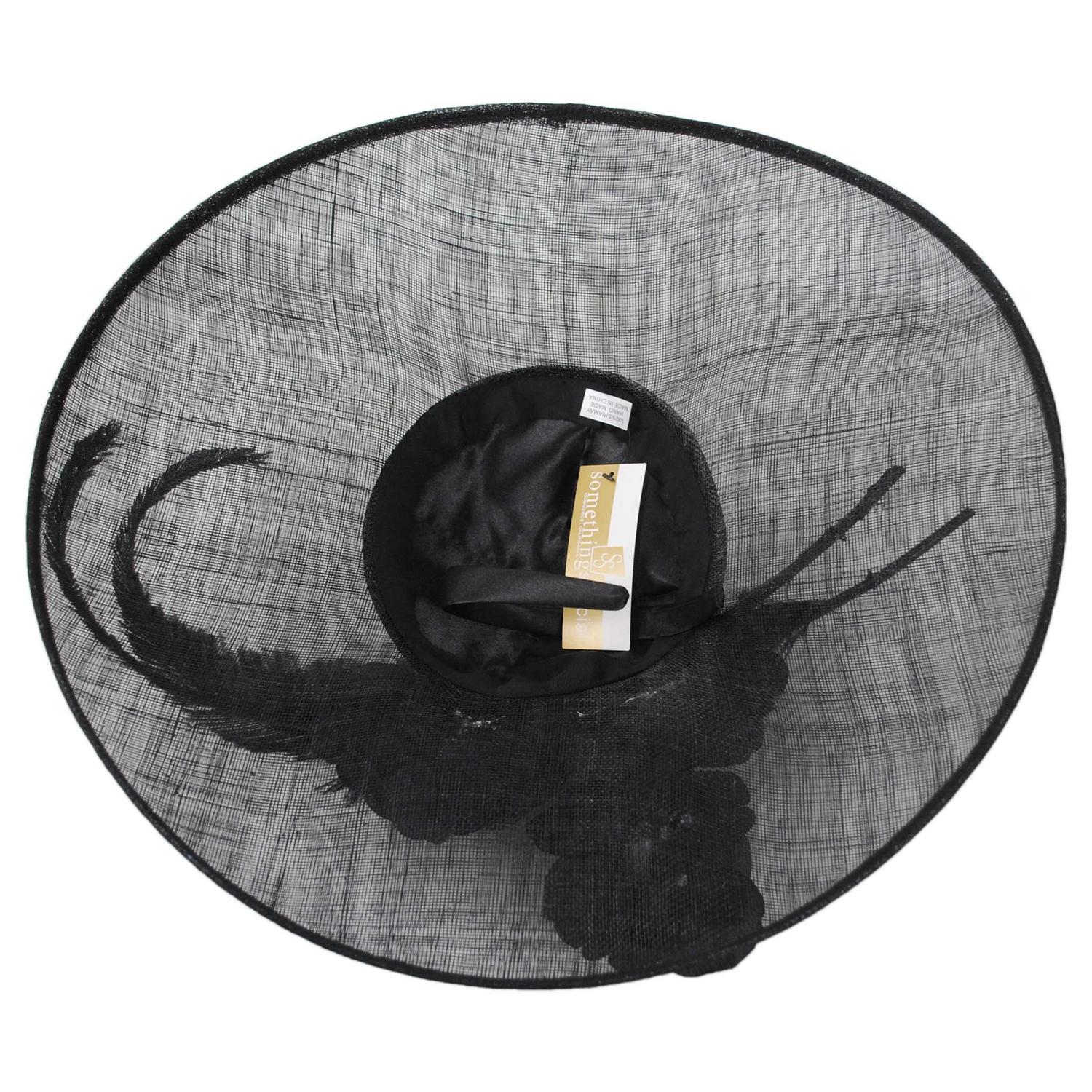 Something Special | 3 Flower & Feather Sinamay Straw Fascinator Hat | 121340 | under | BLACK
