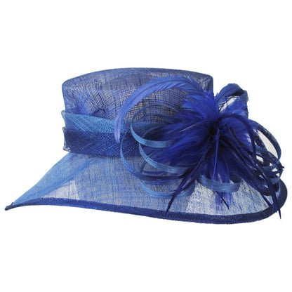 Sophia | Feather Flower Sinamay Straw Downbrim Dress Hat | 122915 | profile | ROYAL