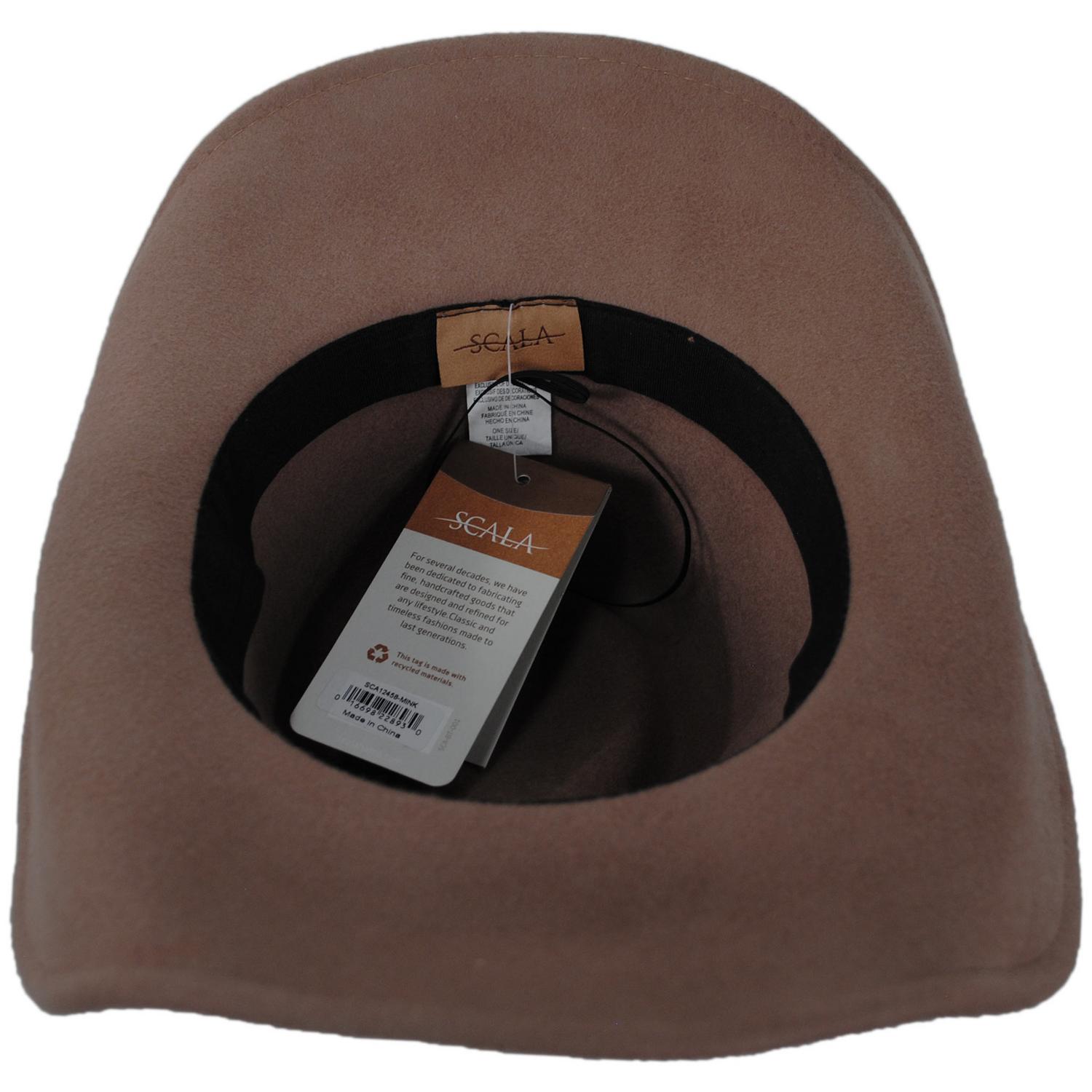 Scala | Devon Wool Felt Western Hat | 123458 | under | PECAN