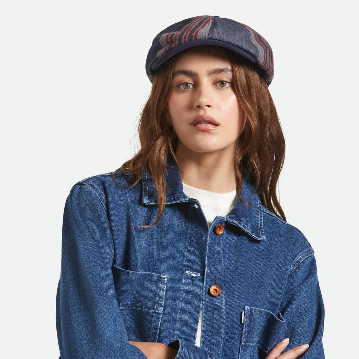 BRIXTON HATS | Altered Threads Cotton Blend Brood Baggy Newsboy Cap | 161577 | lsfone | MEDIUM WASH DENIM