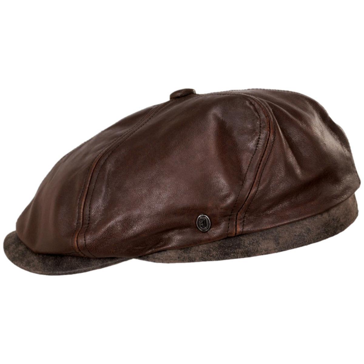 Jaxon Hats | Leather Suede Newsboy Cap | 168202 | profile | BROWN