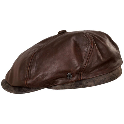 Jaxon Hats | Leather Suede Newsboy Cap | 168202 | profile | BROWN