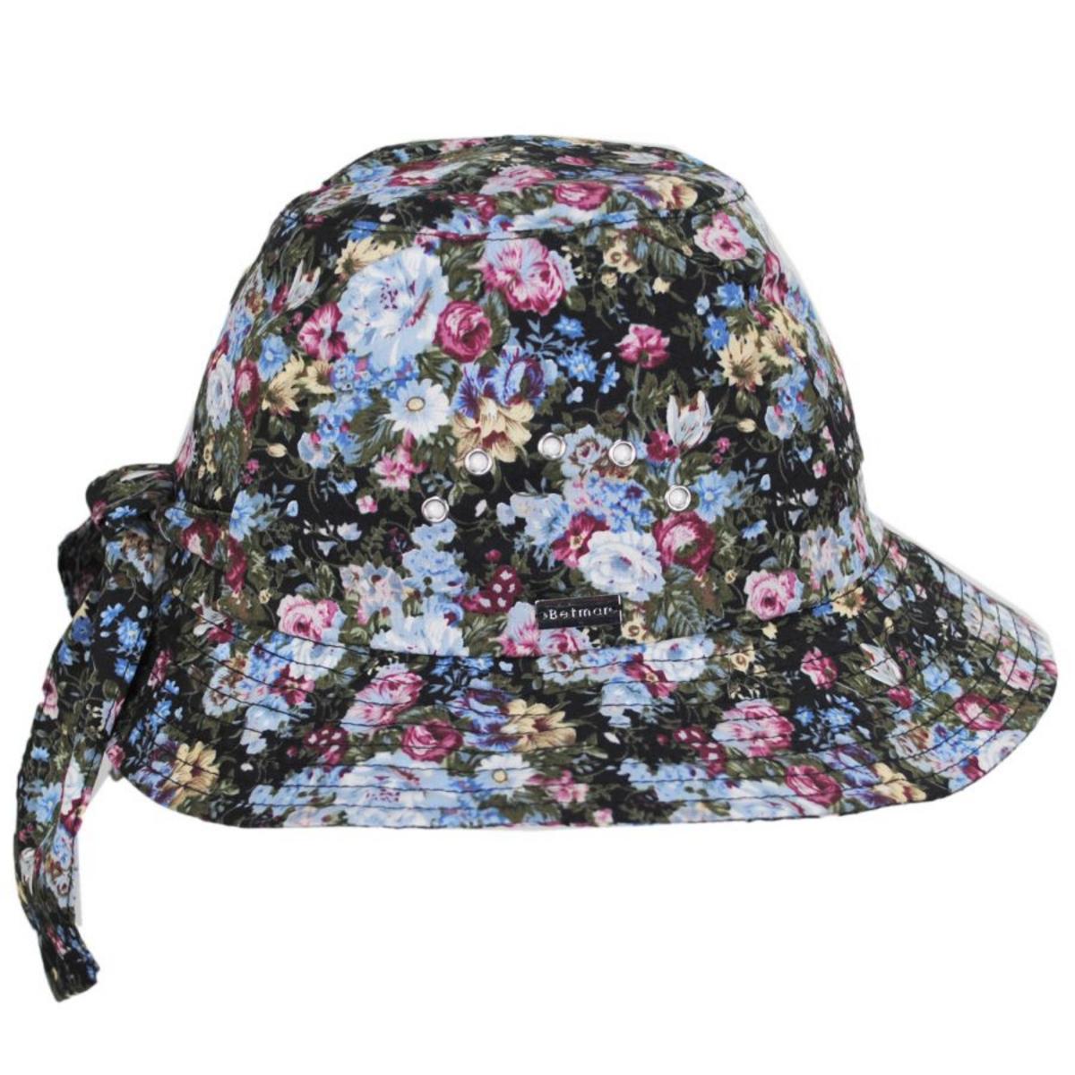 Betmar | Knotted Cotton Cloche Hat | 106043 | profile | NAVY FLORAL